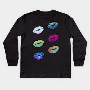 Ombre Faux Glitter Lips Pack Kids Long Sleeve T-Shirt